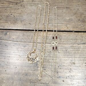 Vintage Sarah Coventry Necklace Gold Tone Large Pendant Signed Amber Bead Lot